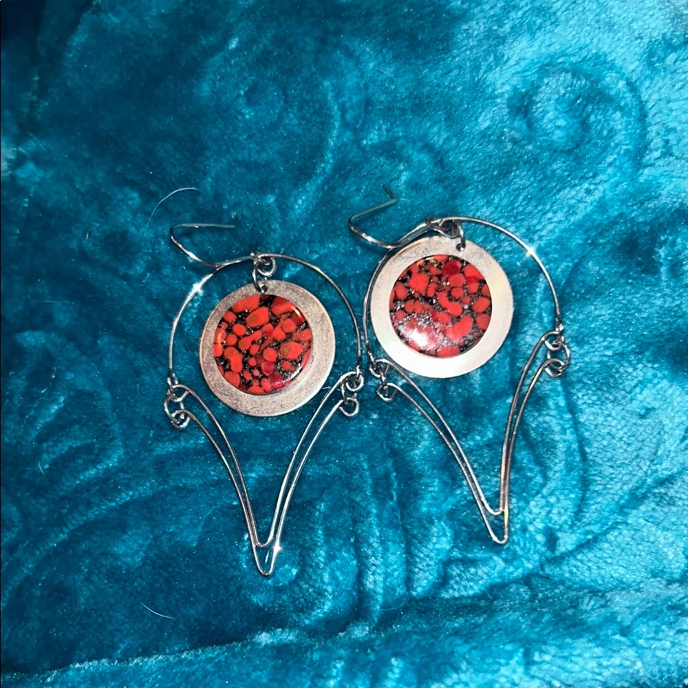 Elegant Red and Silver Earrings